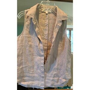 CLOTH & Stone Khaki Linen Shirt Blouse Sleeveless Button Front Size XS
